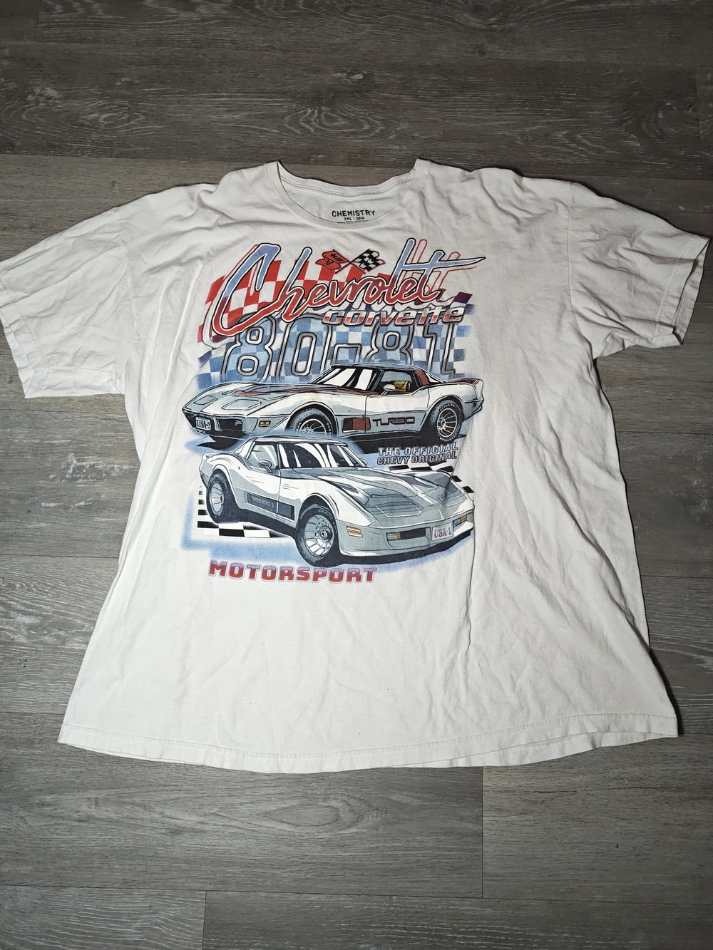 Chevrolet Corvette Graphic T Shirt Mens 3XL Short Sleeve White Chemistry Tag